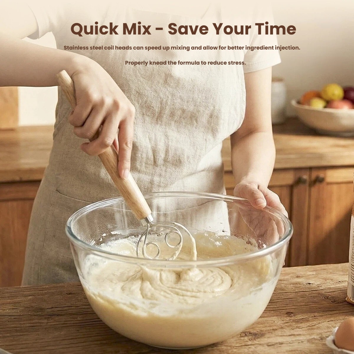 Dough Whisk Large Wood Handle  - Danish Pancake Pan ulasan dan harga