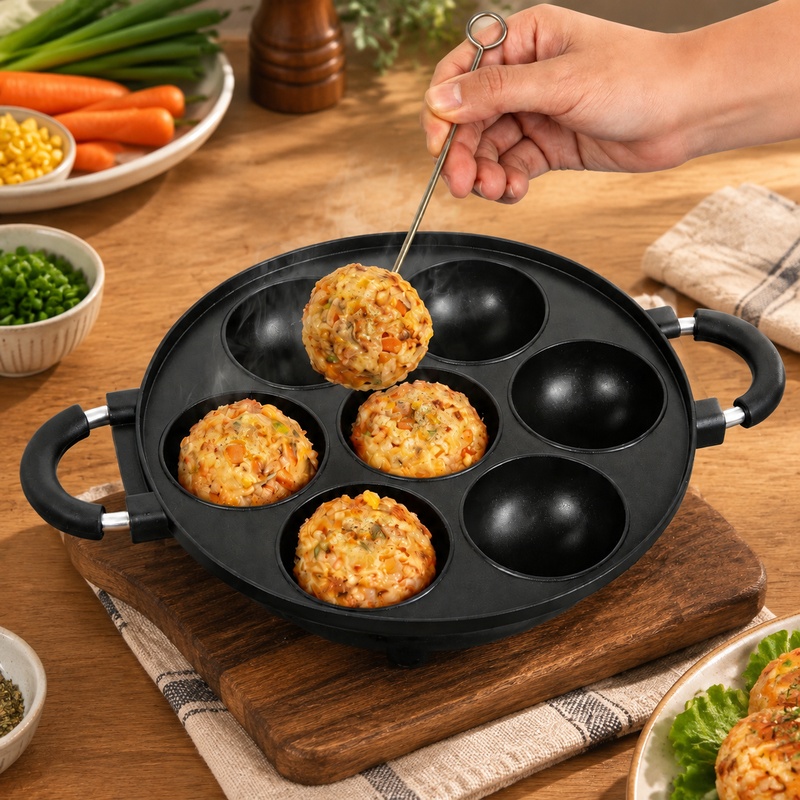 7-Cavity Aluminum Mold for Pan - Takoyaki Grill Plate ulasan dan harga