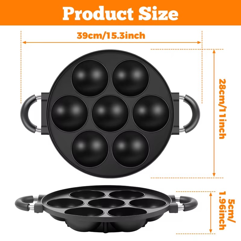 7-Cavity Aluminum Mold for Pan - Takoyaki Grill Plate ulasan dan harga