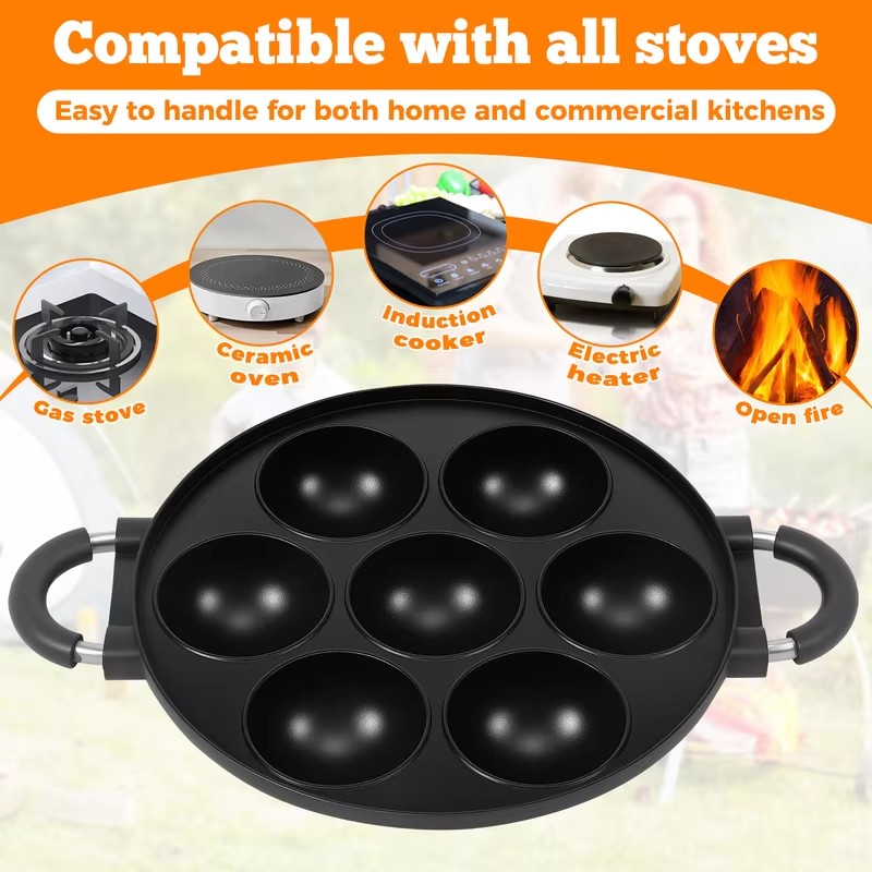 7-Cavity Aluminum Mold for Pan - Takoyaki Grill Plate ulasan dan harga