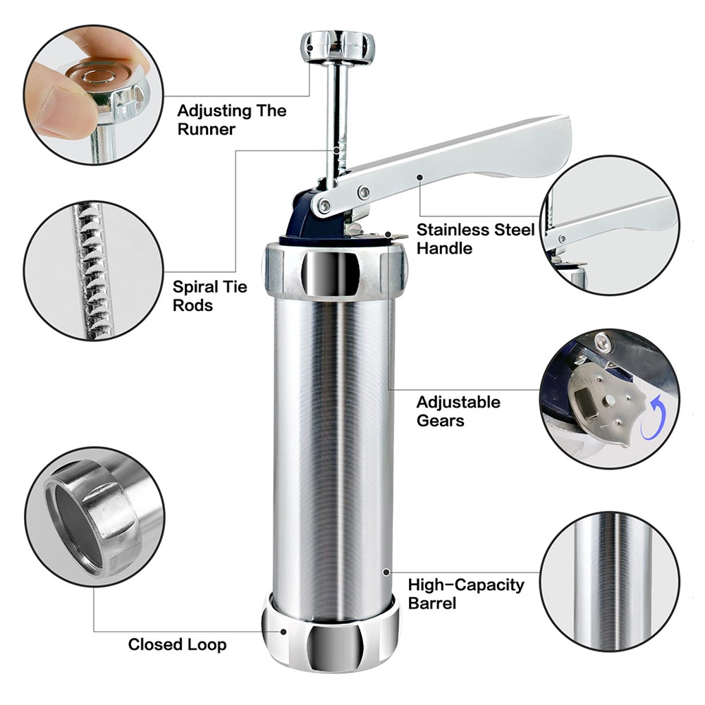 Cookie Press Gun Kit  Aluminum - Churros Maker Gun ulasan dan harga
